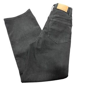 Madewell Black Wide-Leg Flare Jeans with Tan Patch